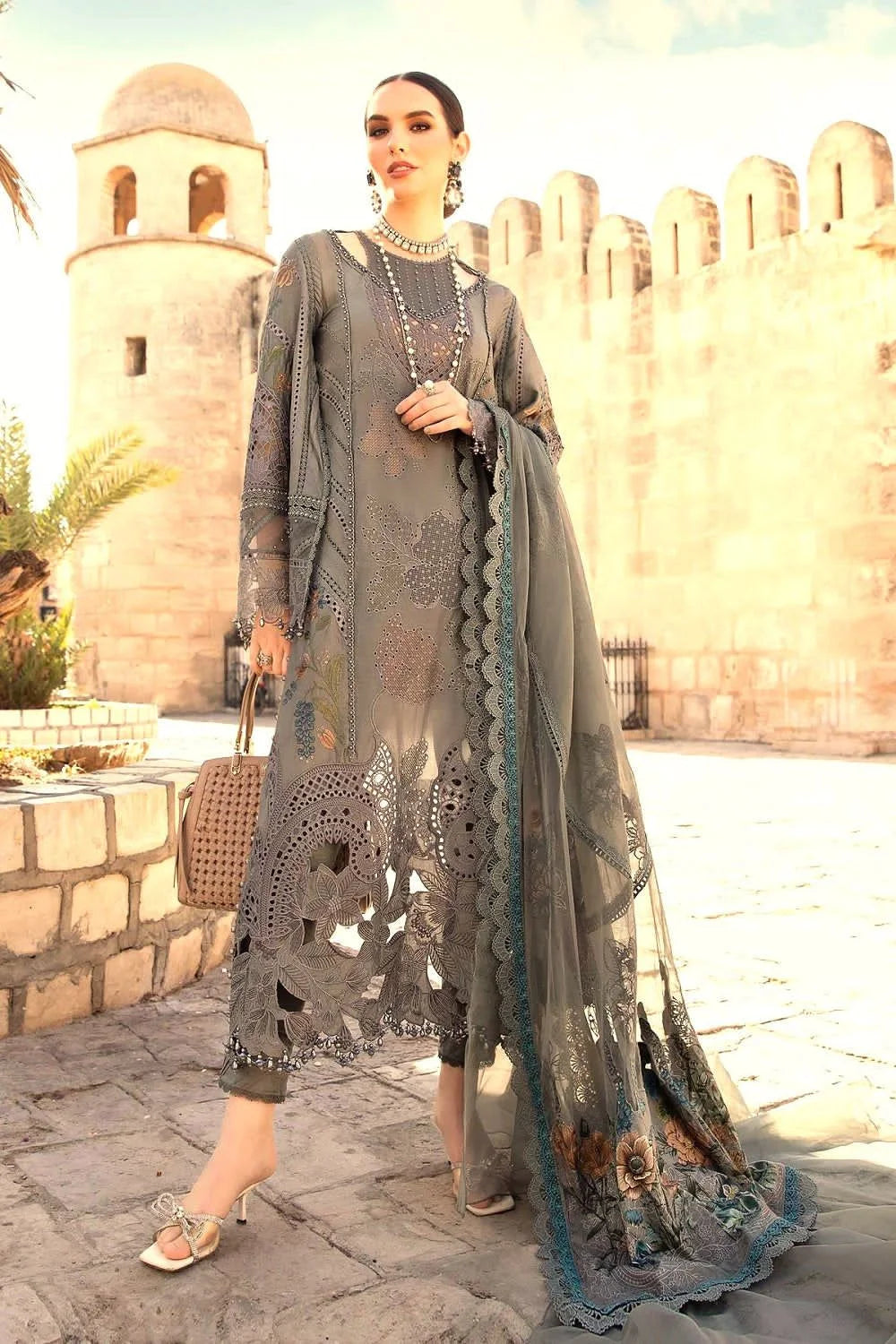 3 Piece Embroidered Lawn Suit | MBL-D-2406-B-24